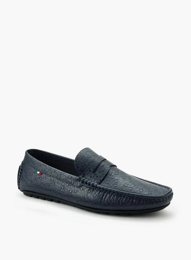 Renzo Ruganni Men Textured Slip-On Loafers